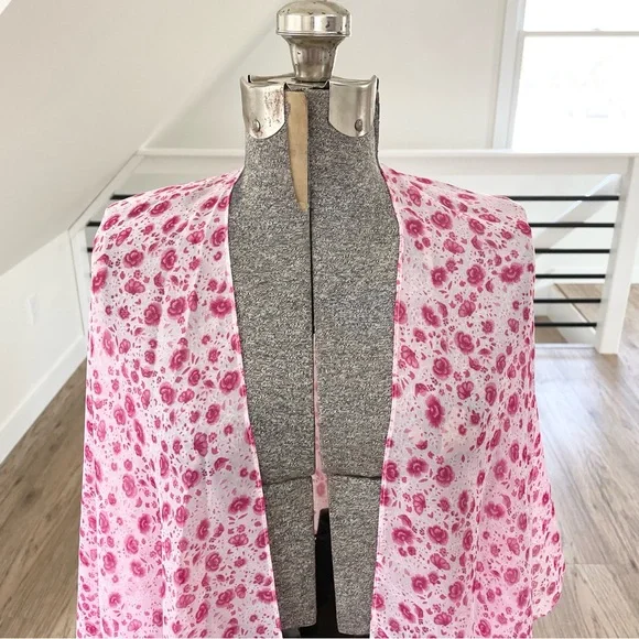 NWT LC, hot pink floral print kimono beach cover-up - Picture 3 of 9